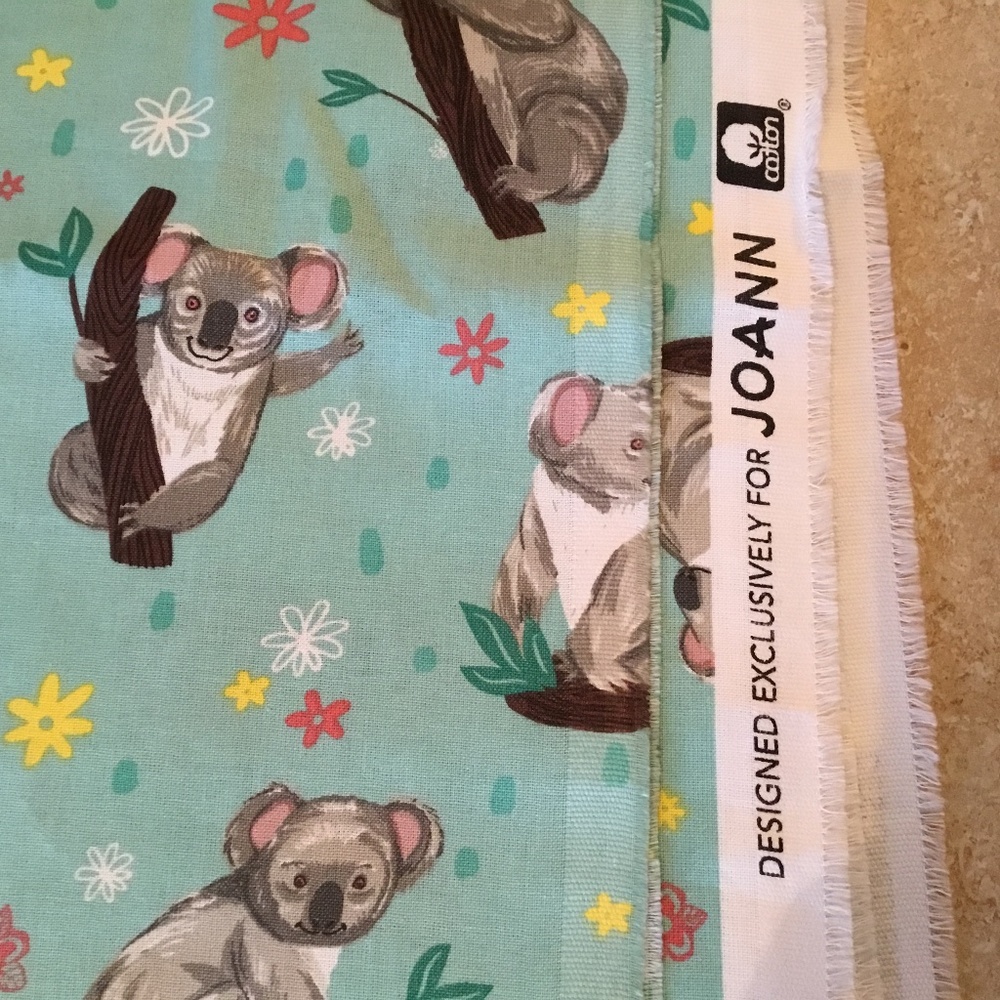 Fabric by the yard, Quilting cotton , koala bears,  4 yds